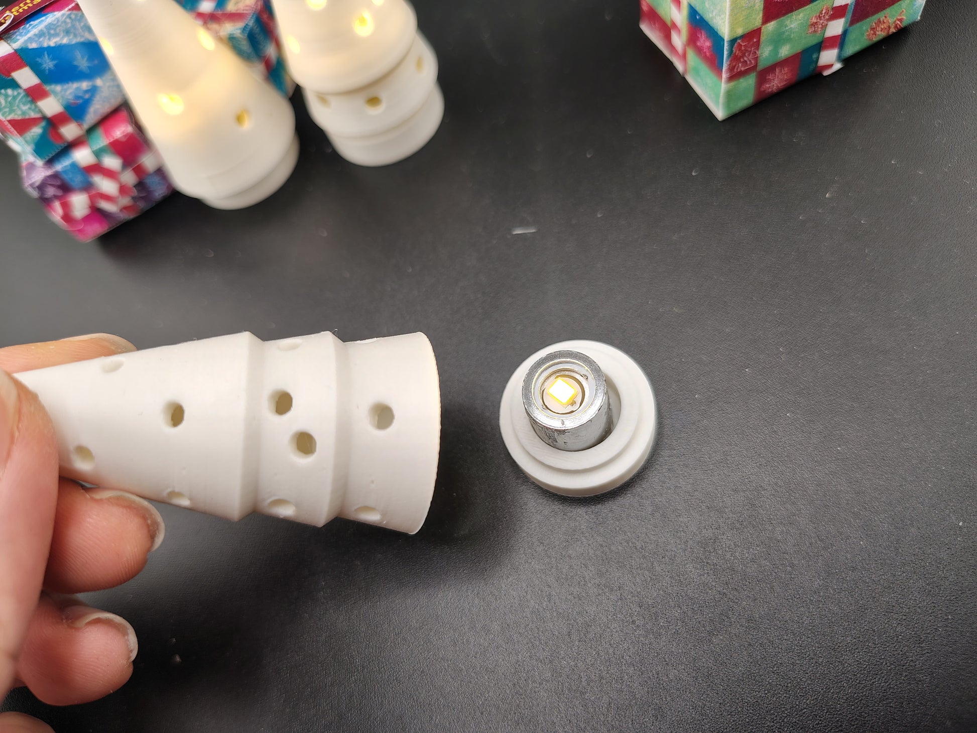 Christmas Tree easy light on decoration STL file for dollhouse or desk x'mas display , 3 style