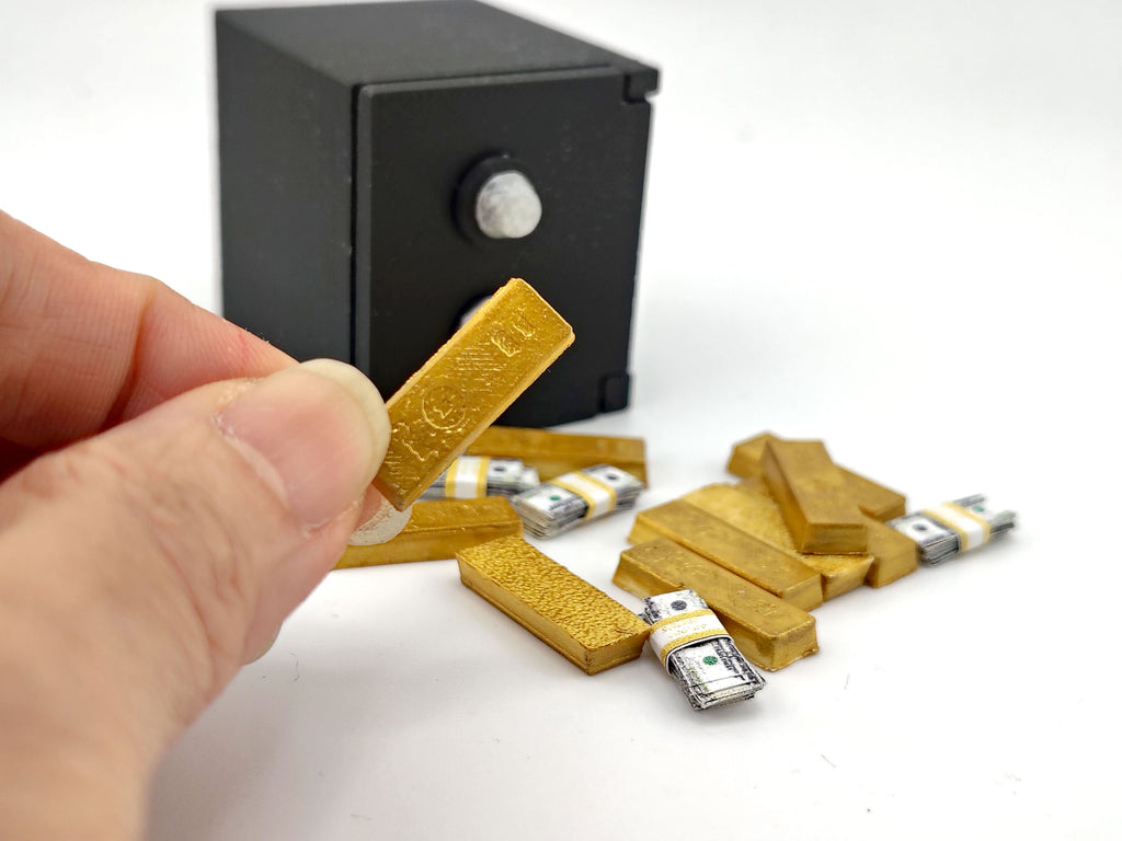 1:12 Openable Safe STL — Miniature Safe with Gold Bars & Cash for Dollhouse Scenes (3D Print File, Instant Download)