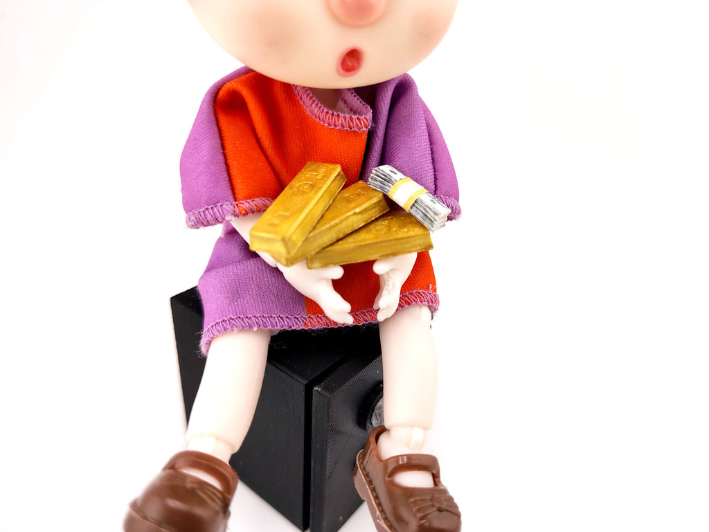 1:12 Openable Safe STL — Miniature Safe with Gold Bars & Cash for Dollhouse Scenes (3D Print File, Instant Download)