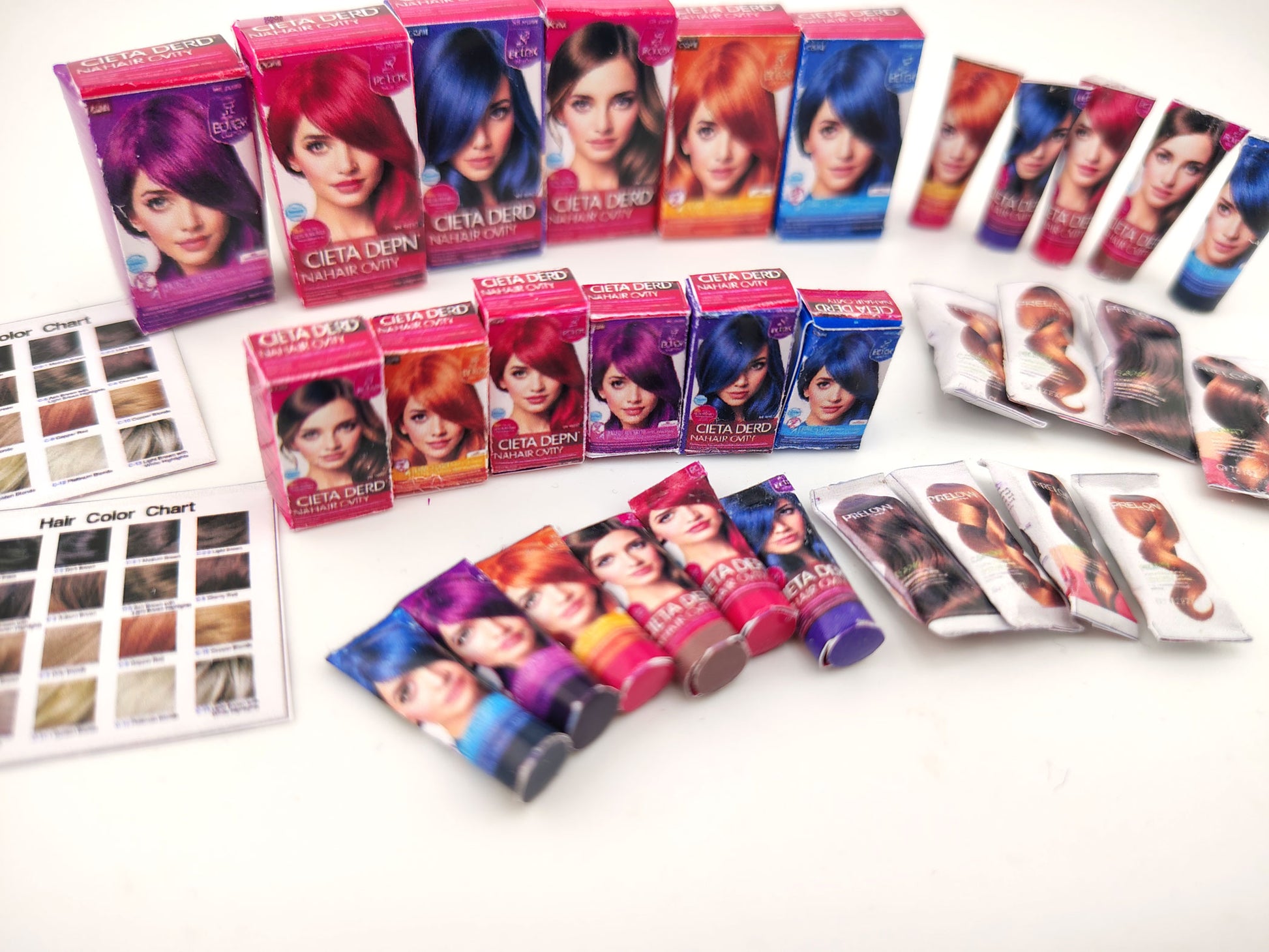 1:6 & 1:12 Hair Dye Set — Miniature Hair Color & Conditioner Bottles for Dollhouse Salon Scenes (Printable Digital Download)