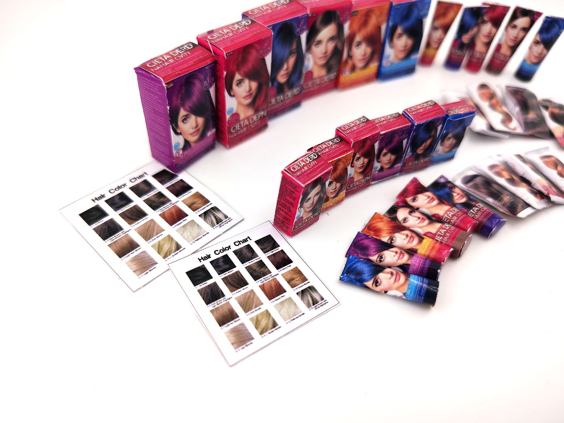 1:6 & 1:12 Hair Dye Set — Miniature Hair Color & Conditioner Bottles for Dollhouse Salon Scenes (Printable Digital Download)