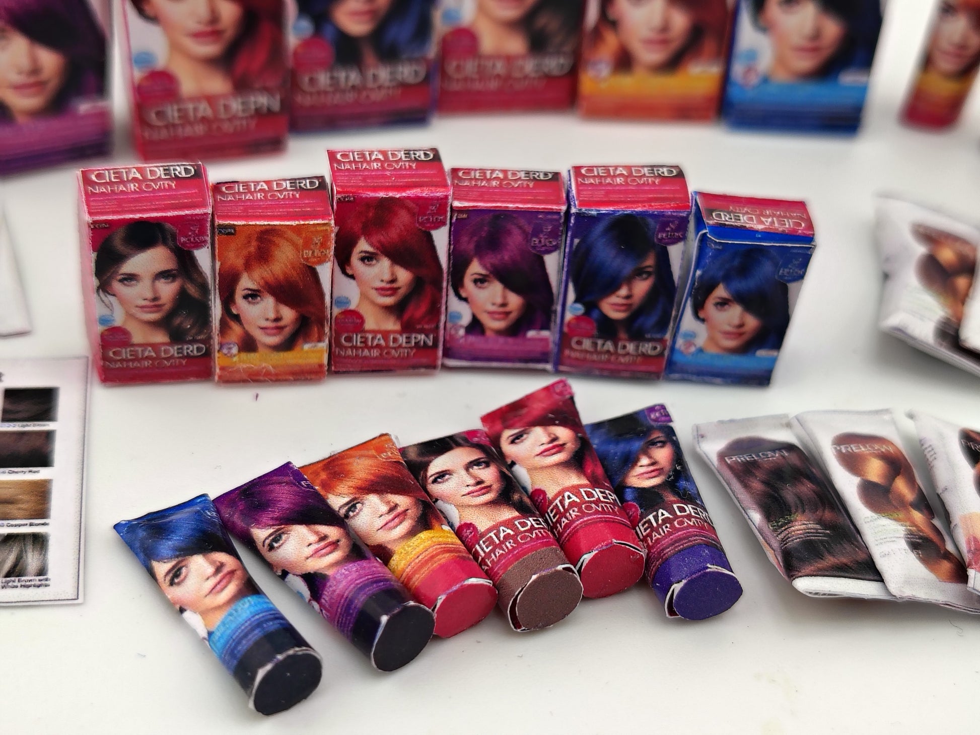 1:6 & 1:12 Hair Dye Set — Miniature Hair Color & Conditioner Bottles for Dollhouse Salon Scenes (Printable Digital Download)