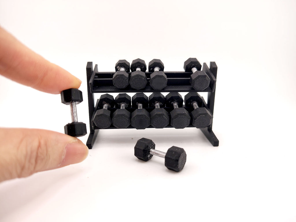1:12 Dumbbell STL — Miniature Fitness Weight for Dollhouse Gym & Workout Dioramas (3D Print File, Instant Download)