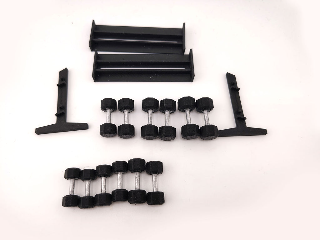 1:12 Dumbbell STL — Miniature Fitness Weight for Dollhouse Gym & Workout Dioramas (3D Print File, Instant Download)