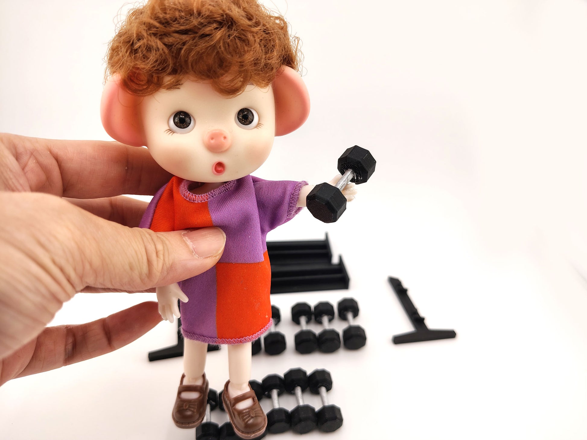 1:12 Dumbbell STL — Miniature Fitness Weight for Dollhouse Gym & Workout Dioramas (3D Print File, Instant Download)
