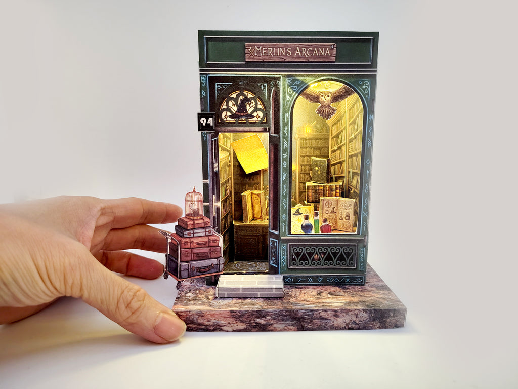 Enchanted Wizard Library - Merlin's Arcana Miniature House Craft Kit ( Printable Fantasy Diorama, Digital Download )