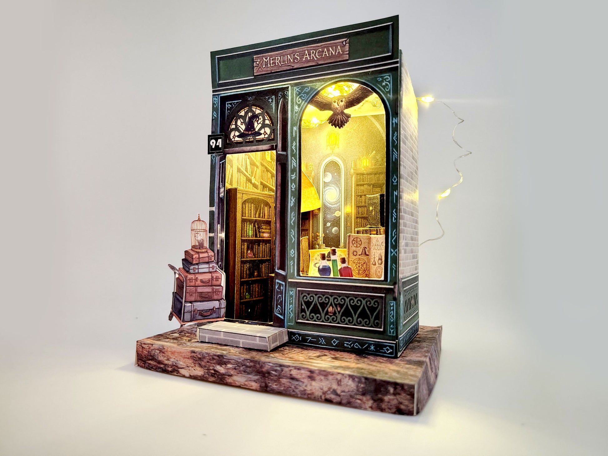 Enchanted Wizard Library - Merlin's Arcana Miniature House Craft Kit ( Printable Fantasy Diorama, Digital Download )