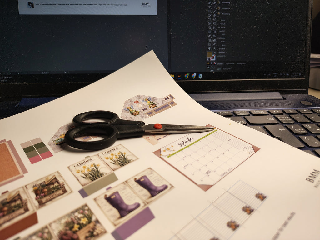 1:12 Scale Spring Desk Stationery Set – Printable Dollhouse Miniatures (PDF Download, 6 Items)