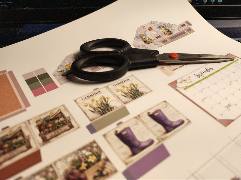 1:12 Scale Spring Desk Stationery Set – Printable Dollhouse Miniatures (PDF Download, 6 Items)