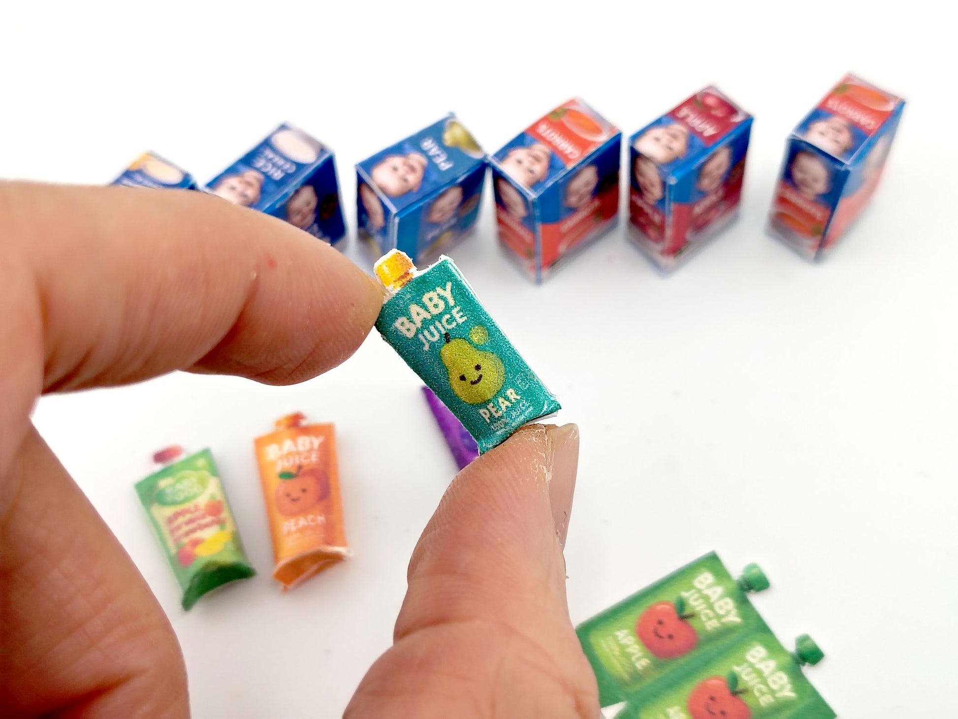 1:12 Baby food and drinks Set (PDF template), Newborns, Infants, Babies, for dollhouse, DIY miniature paper file