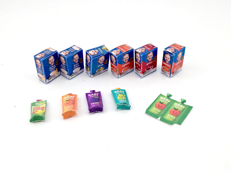 1:12 Baby food and drinks Set (PDF template), Newborns, Infants, Babies, for dollhouse, DIY miniature paper file
