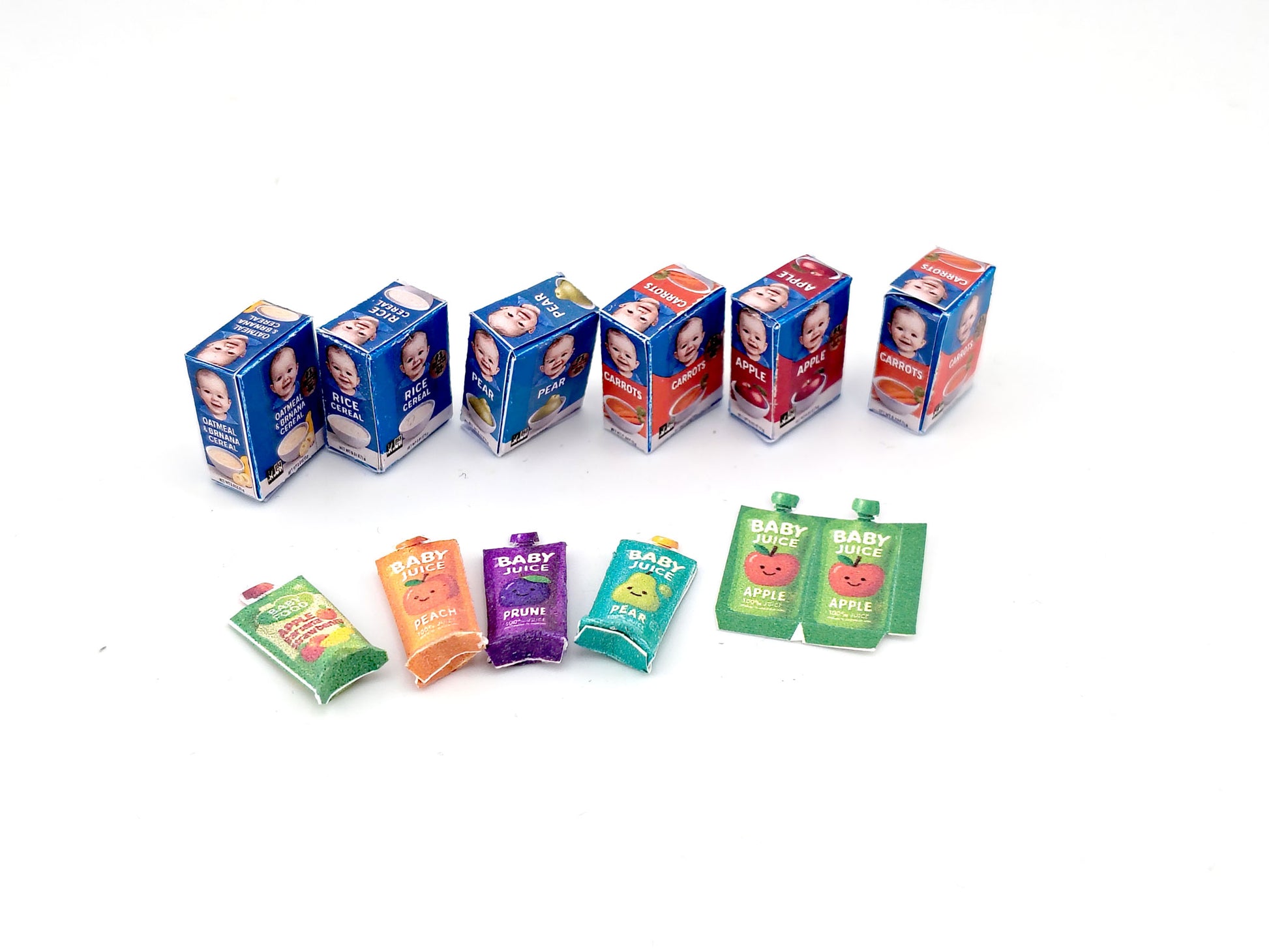 1:12 Baby food and drinks Set (PDF template), Newborns, Infants, Babies, for dollhouse, DIY miniature paper file
