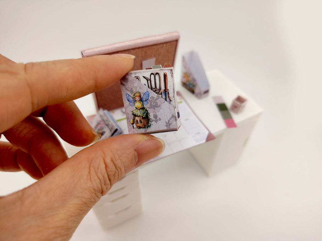 1:12 Scale Spring Desk Stationery Set – Printable Dollhouse Miniatures (PDF Download, 6 Items)