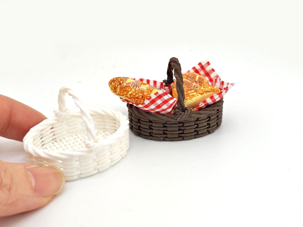 1:12 Scale Dollhouse Basket STL File, Miniature Picnic Accessory (Digital Download)
