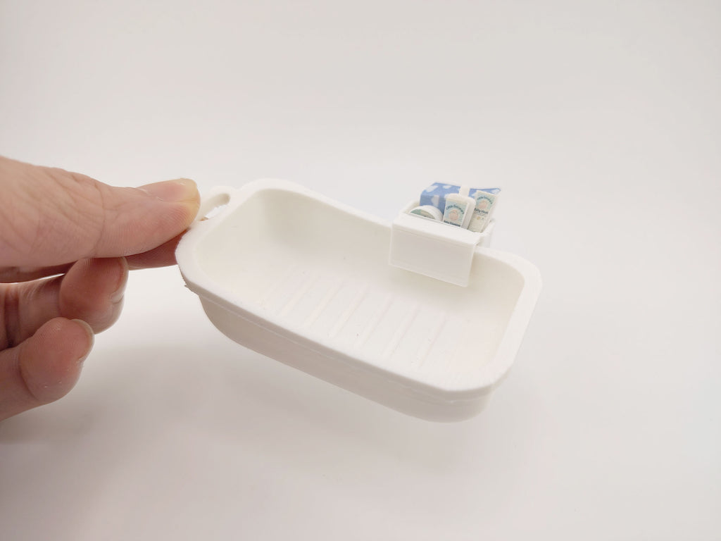 1:12 Baby Bath Tub,  baby shower, shampoo, baby cream (3D print STL file, PDF)