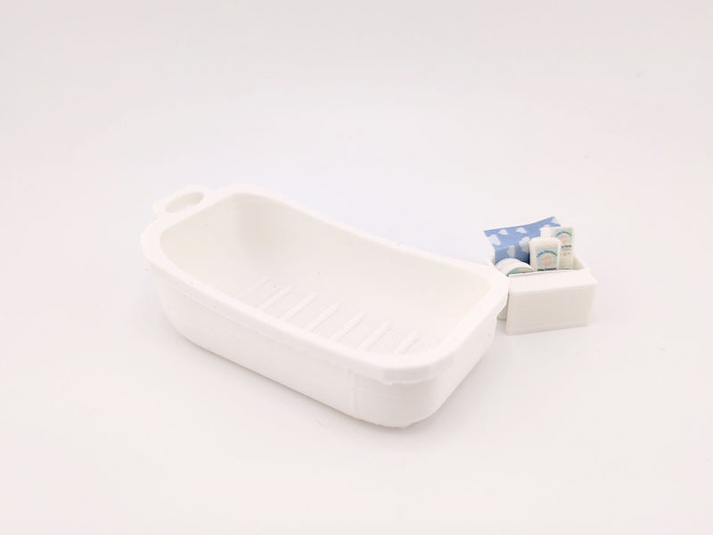 1:12 Baby Bath Tub,  baby shower, shampoo, baby cream (3D print STL file, PDF)