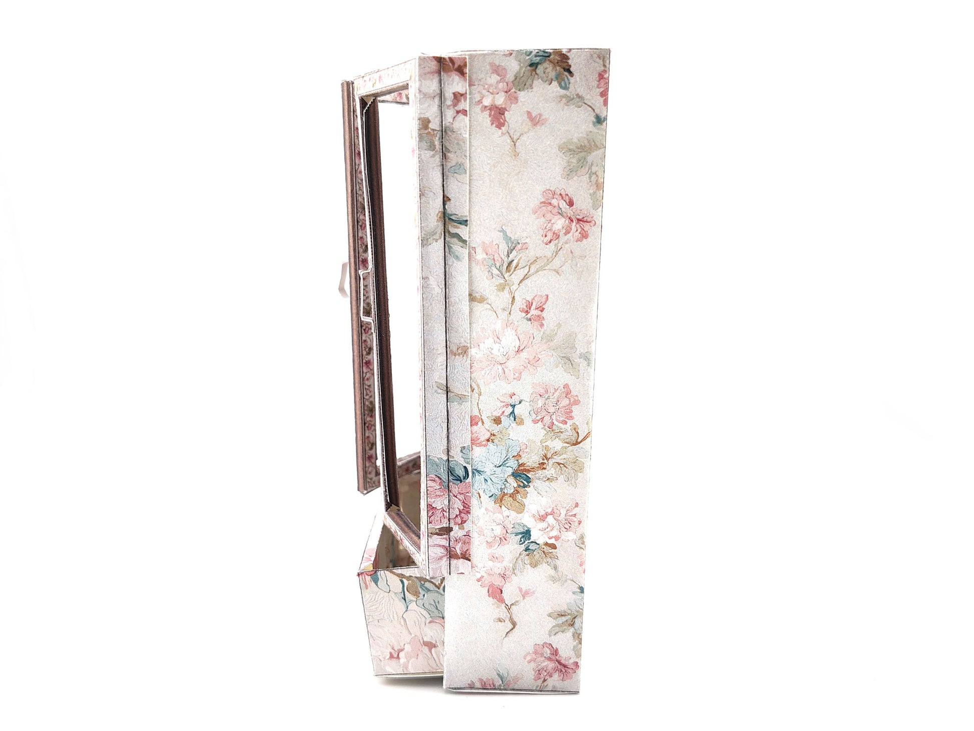 1:12 Vintage Paper Wardrobe — Openable Dollhouse Cabinet with Floral Pattern & Pull-Out Drawer (Printable, No Wood)