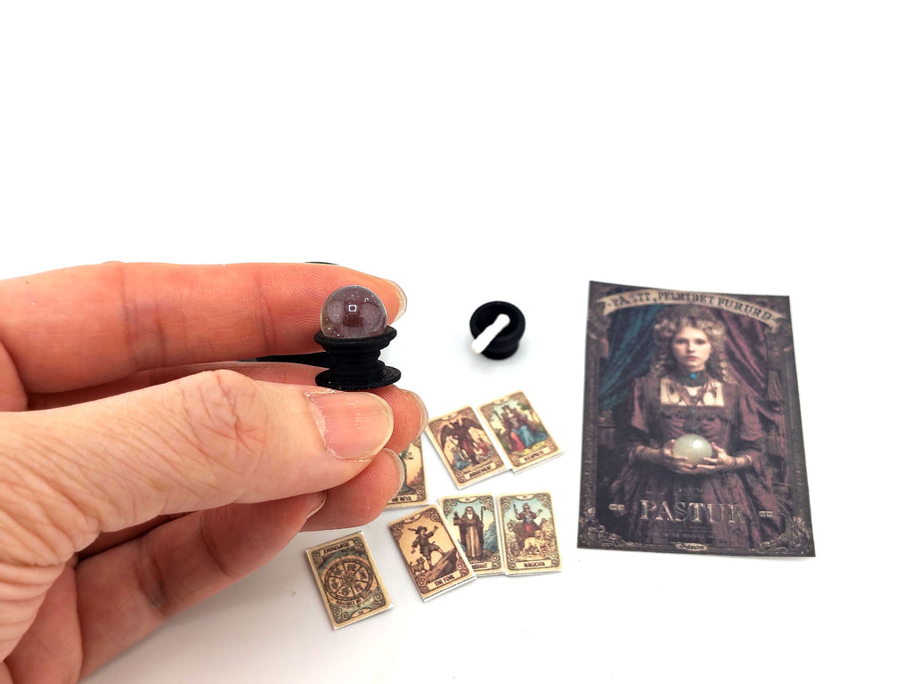 1:12 fortune teller and potion set STL — miniature wizard accessories for dollhouse fantasy scenes. Instant 3D print download