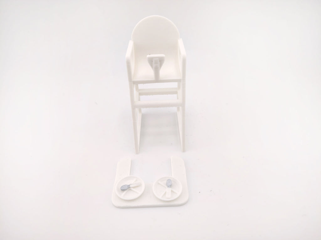 1:12 Baby High Chair STL — Miniature Baby Furniture for Dollhouse Nurseries (3D Print File, Instant Download)