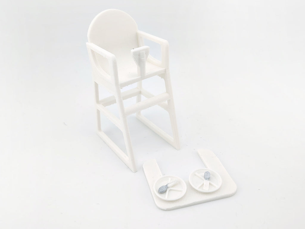 1:12 Baby High Chair STL — Miniature Baby Furniture for Dollhouse Nurseries (3D Print File, Instant Download)