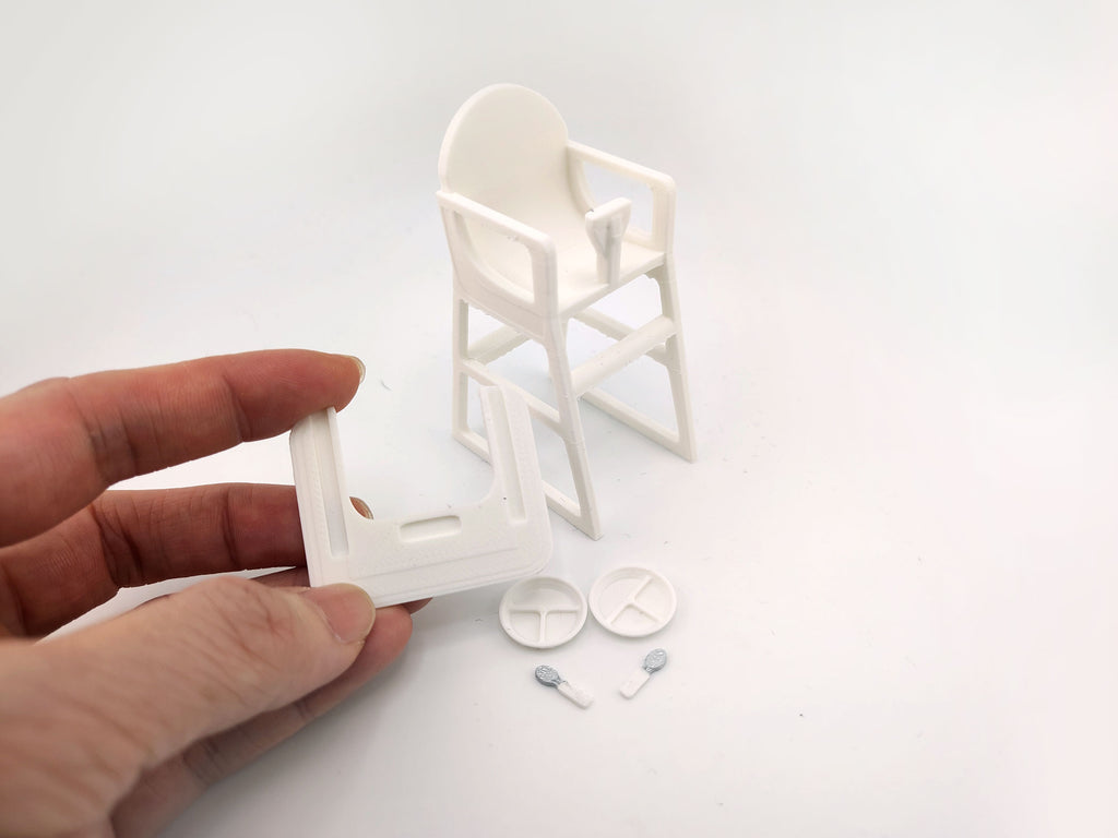 1:12 Baby High Chair STL — Miniature Baby Furniture for Dollhouse Nurseries (3D Print File, Instant Download)