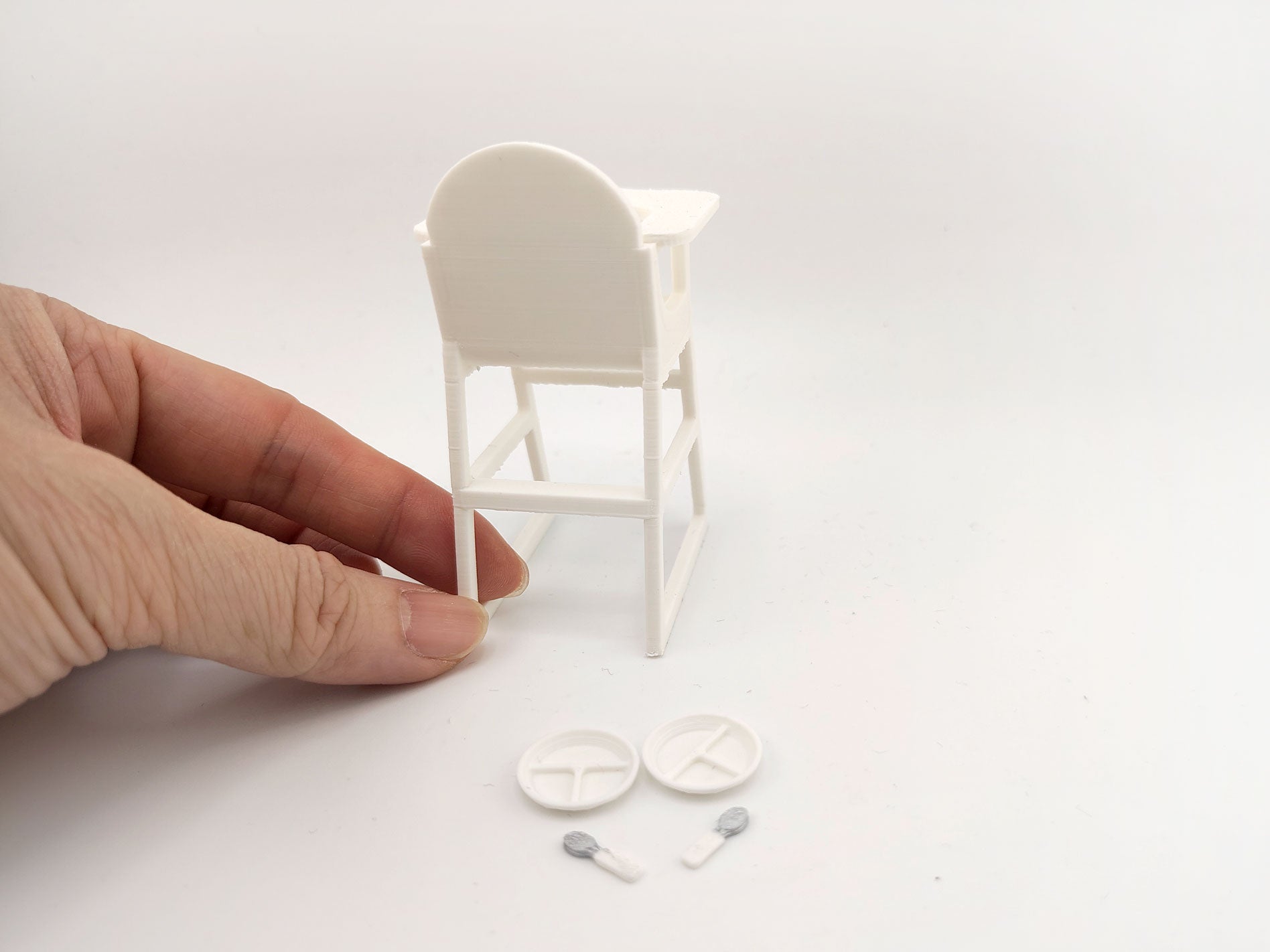 1:12 Baby High Chair STL — Miniature Baby Furniture for Dollhouse Nurseries (3D Print File, Instant Download)