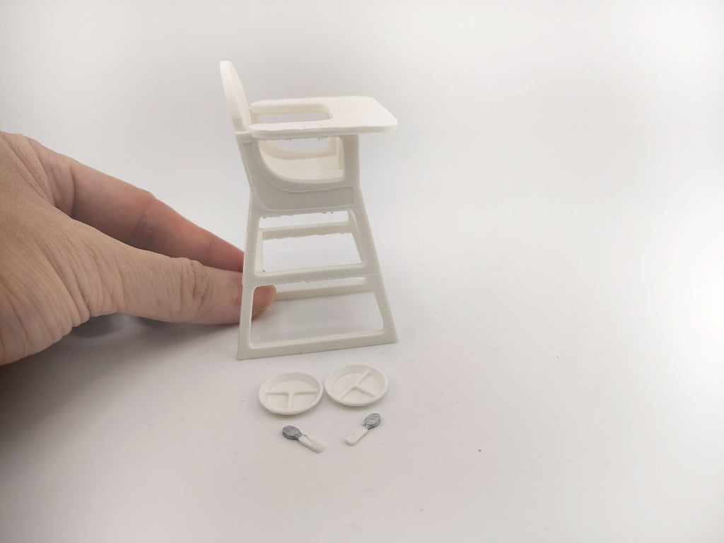 1:12 Baby High Chair STL — Miniature Baby Furniture for Dollhouse Nurseries (3D Print File, Instant Download)