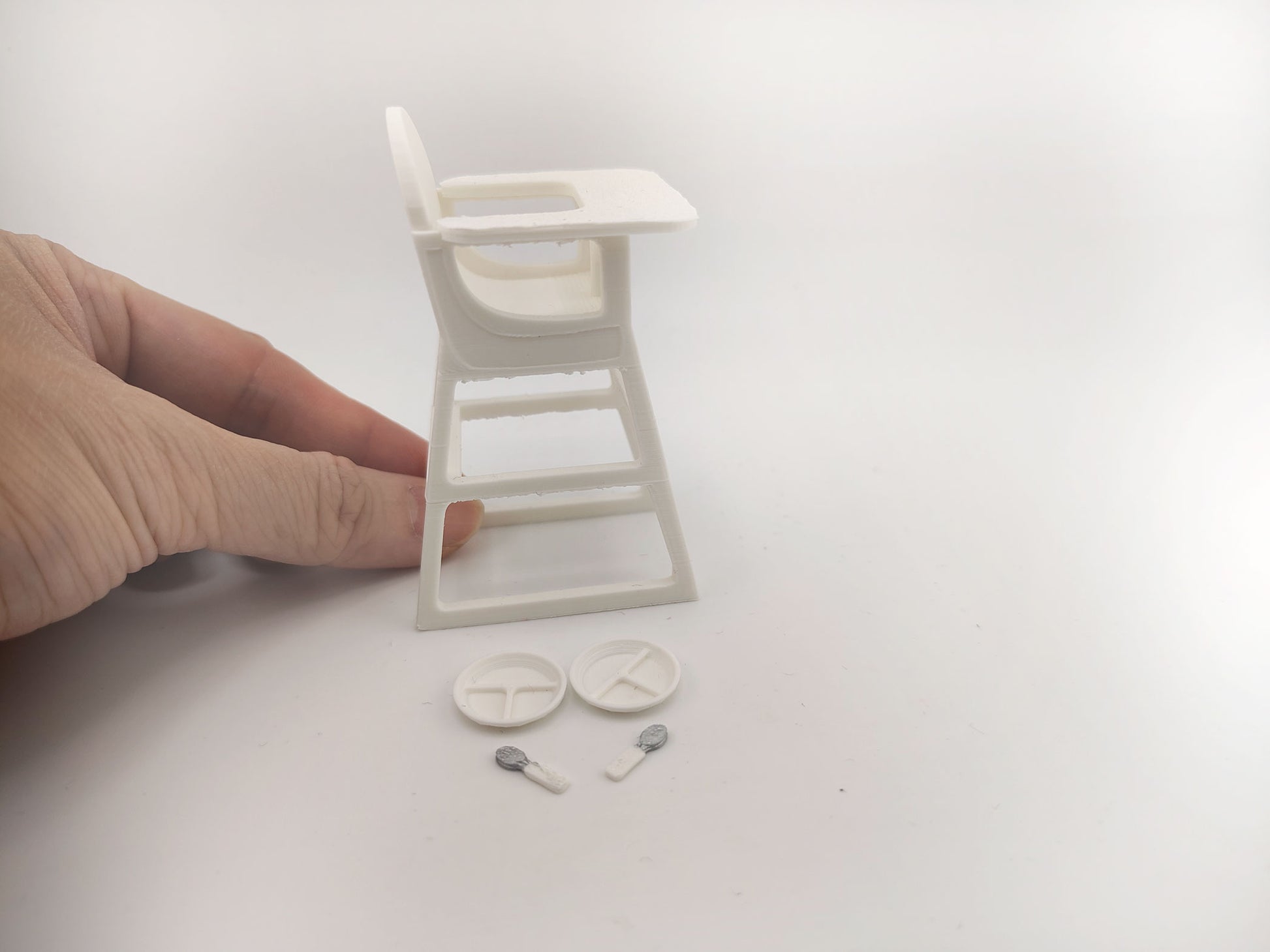 1:12 Baby High Chair STL — Miniature Baby Furniture for Dollhouse Nurseries (3D Print File, Instant Download)