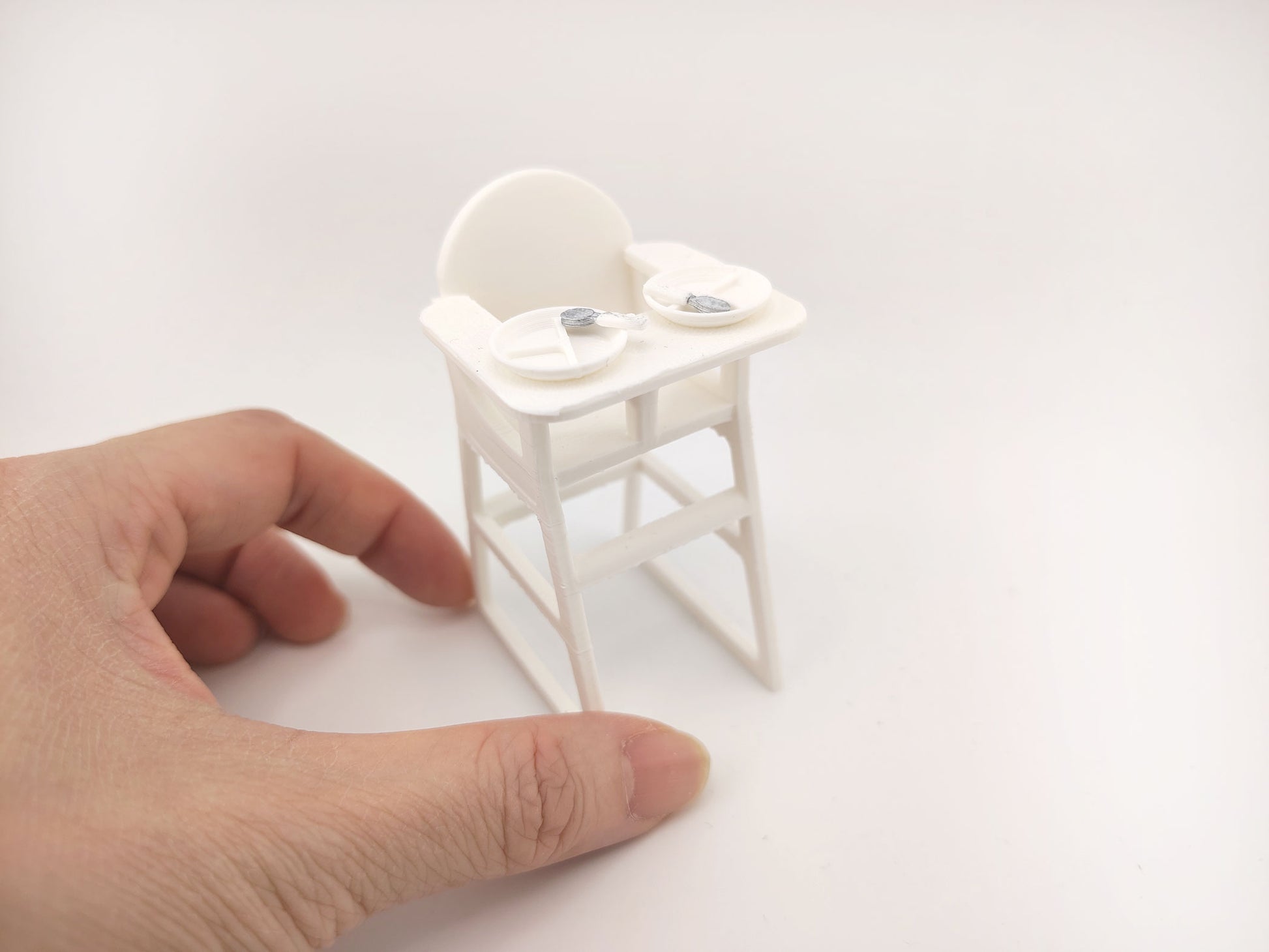 1:12 Baby High Chair STL — Miniature Baby Furniture for Dollhouse Nurseries (3D Print File, Instant Download)