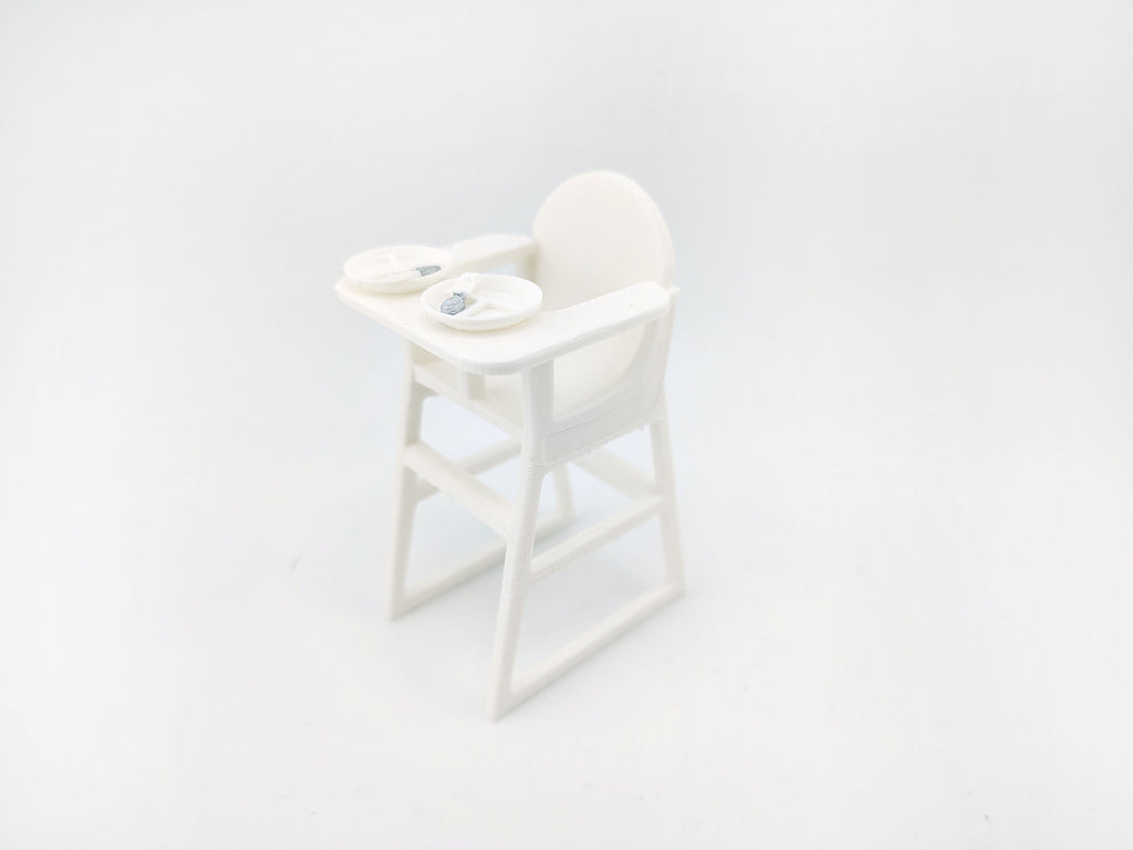 1:12 Baby High Chair STL — Miniature Baby Furniture for Dollhouse Nurseries (3D Print File, Instant Download)