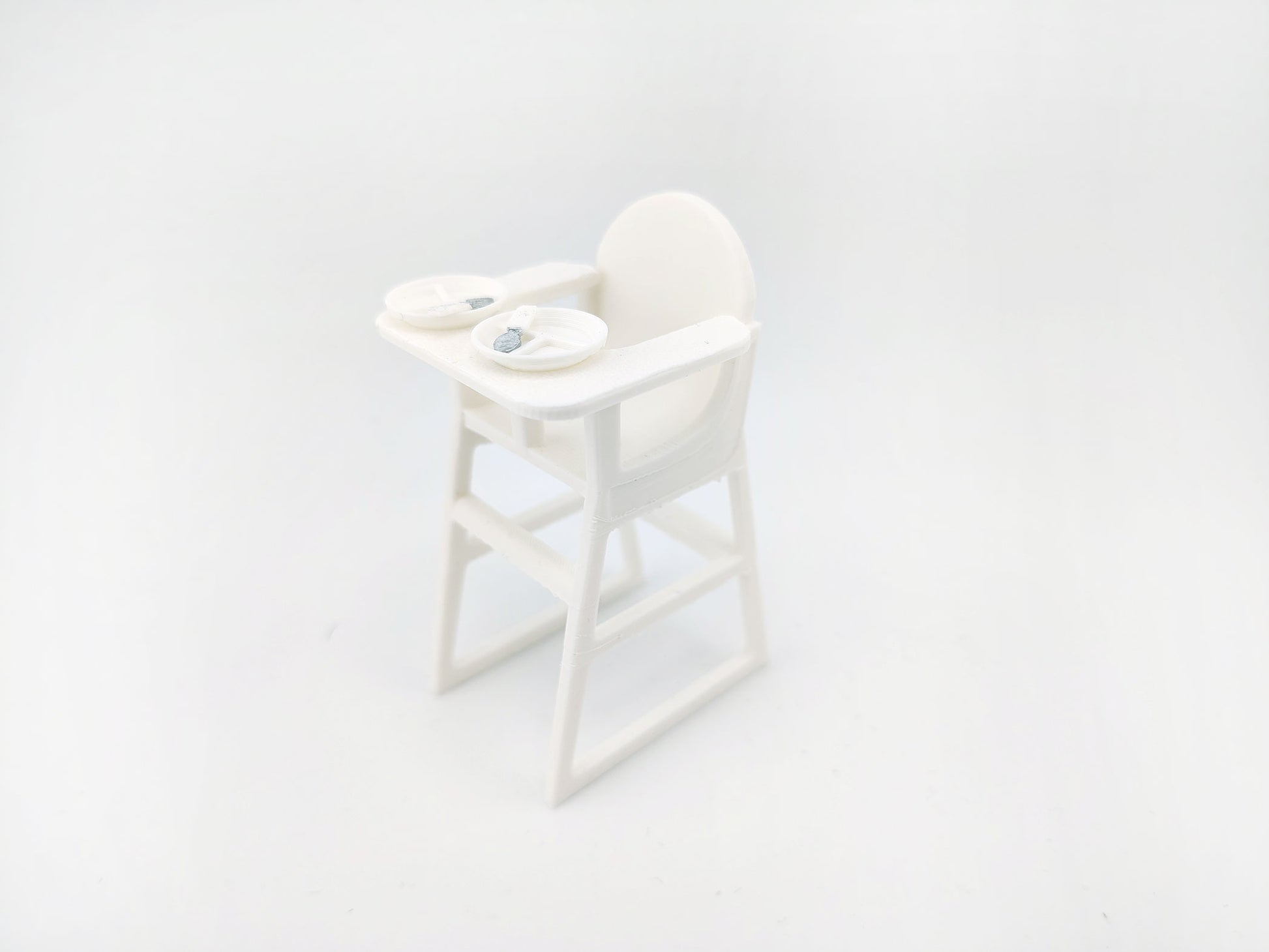 1:12 Baby High Chair STL — Miniature Baby Furniture for Dollhouse Nurseries (3D Print File, Instant Download)