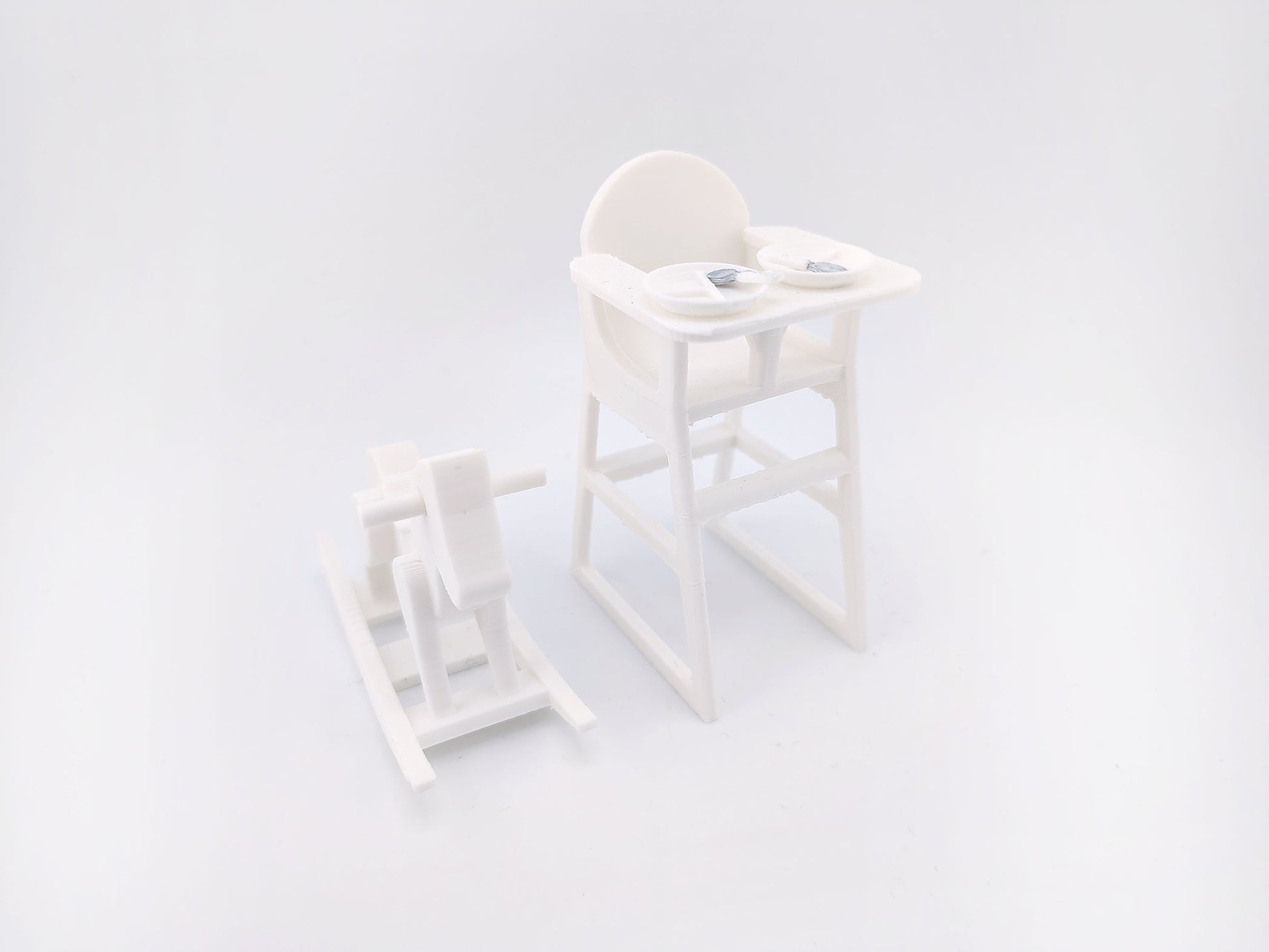 1:12 Baby High Chair STL — Miniature Baby Furniture for Dollhouse Nurseries (3D Print File, Instant Download)
