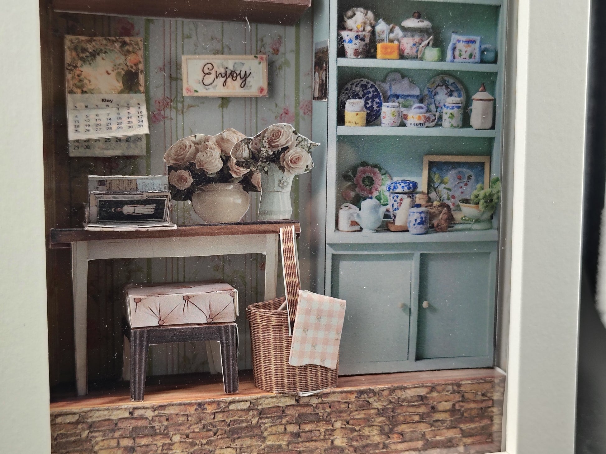 7×5” Shadow Box Flora’s Study Room — Printable Florist Study Diorama for Home Décor & Display (Miniature Craft Kit)