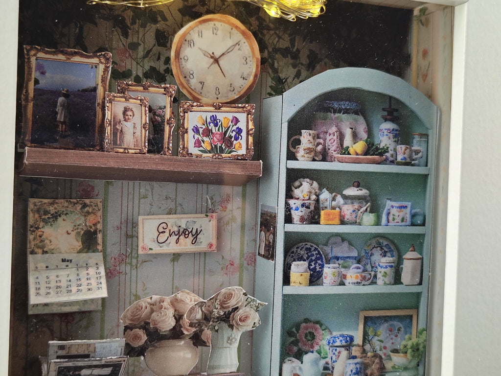 7×5” Shadow Box Flora’s Study Room — Printable Florist Study Diorama for Home Décor & Display (Miniature Craft Kit)