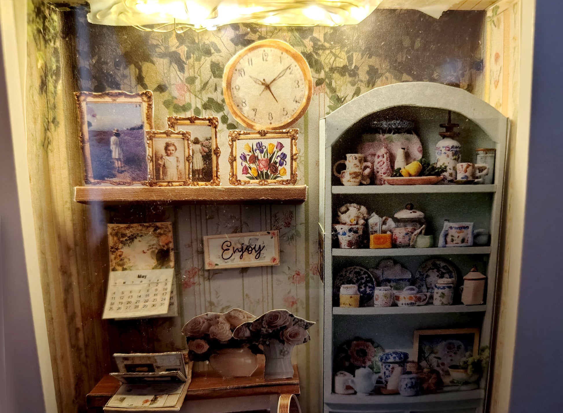 7×5” Shadow Box Flora’s Study Room — Printable Florist Study Diorama for Home Décor & Display (Miniature Craft Kit)