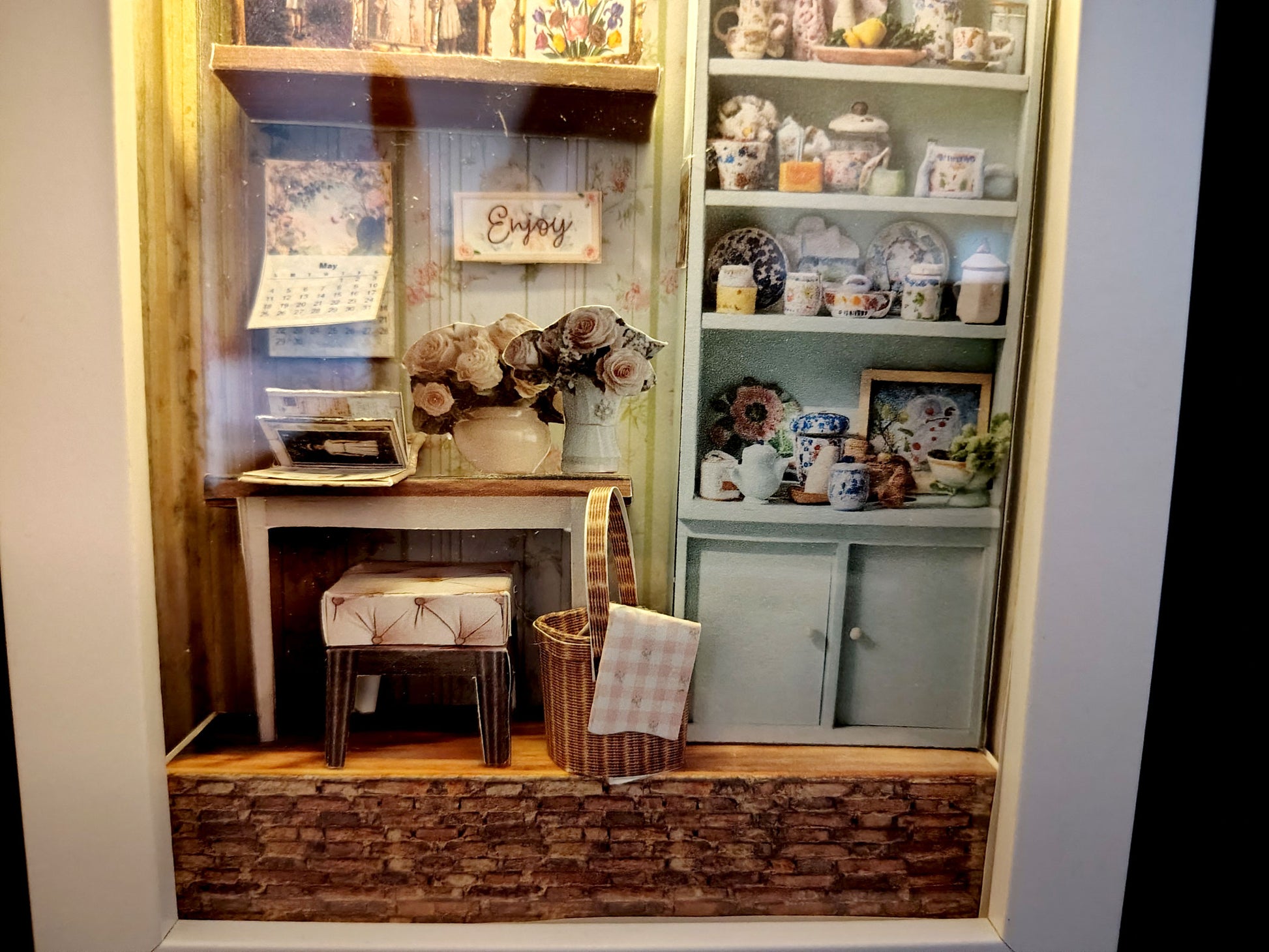 7×5” Shadow Box Flora’s Study Room — Printable Florist Study Diorama for Home Décor & Display (Miniature Craft Kit)