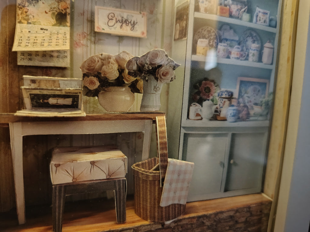 7×5” Shadow Box Flora’s Study Room — Printable Florist Study Diorama for Home Décor & Display (Miniature Craft Kit)