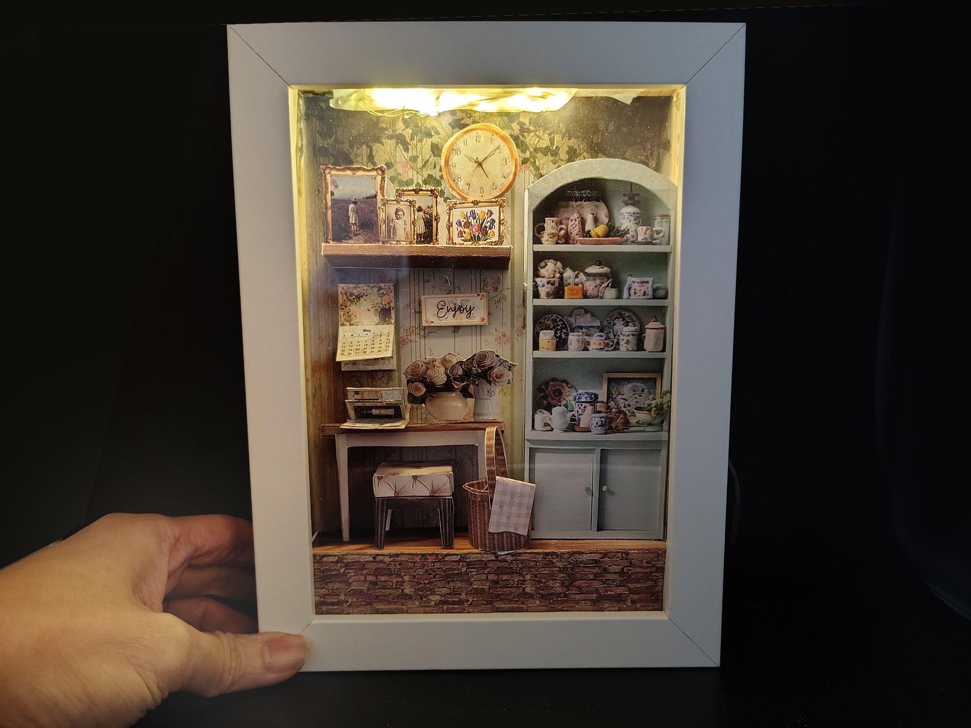 7×5” Shadow Box Flora’s Study Room — Printable Florist Study Diorama for Home Décor & Display (Miniature Craft Kit)