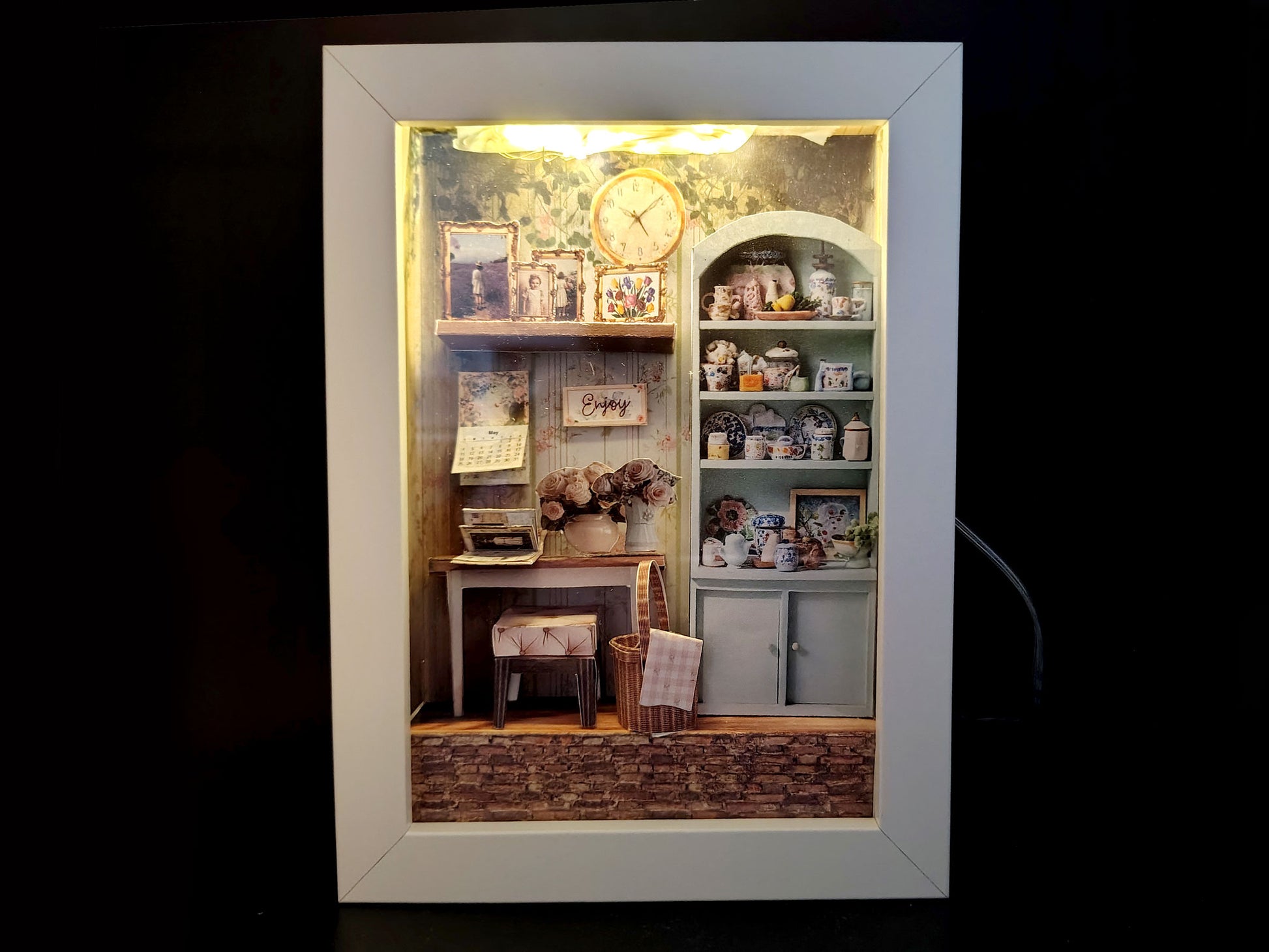 7×5” Shadow Box Flora’s Study Room — Printable Florist Study Diorama for Home Décor & Display (Miniature Craft Kit)