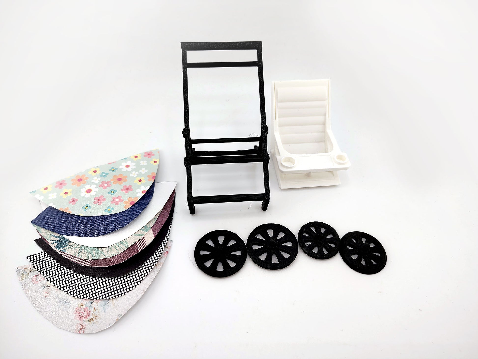 1:12 Baby High Stroller (wheel movable) STL8 styles — Miniature Baby Furniture for Dollhouse Nurseries (3D Print File, Instant Download)