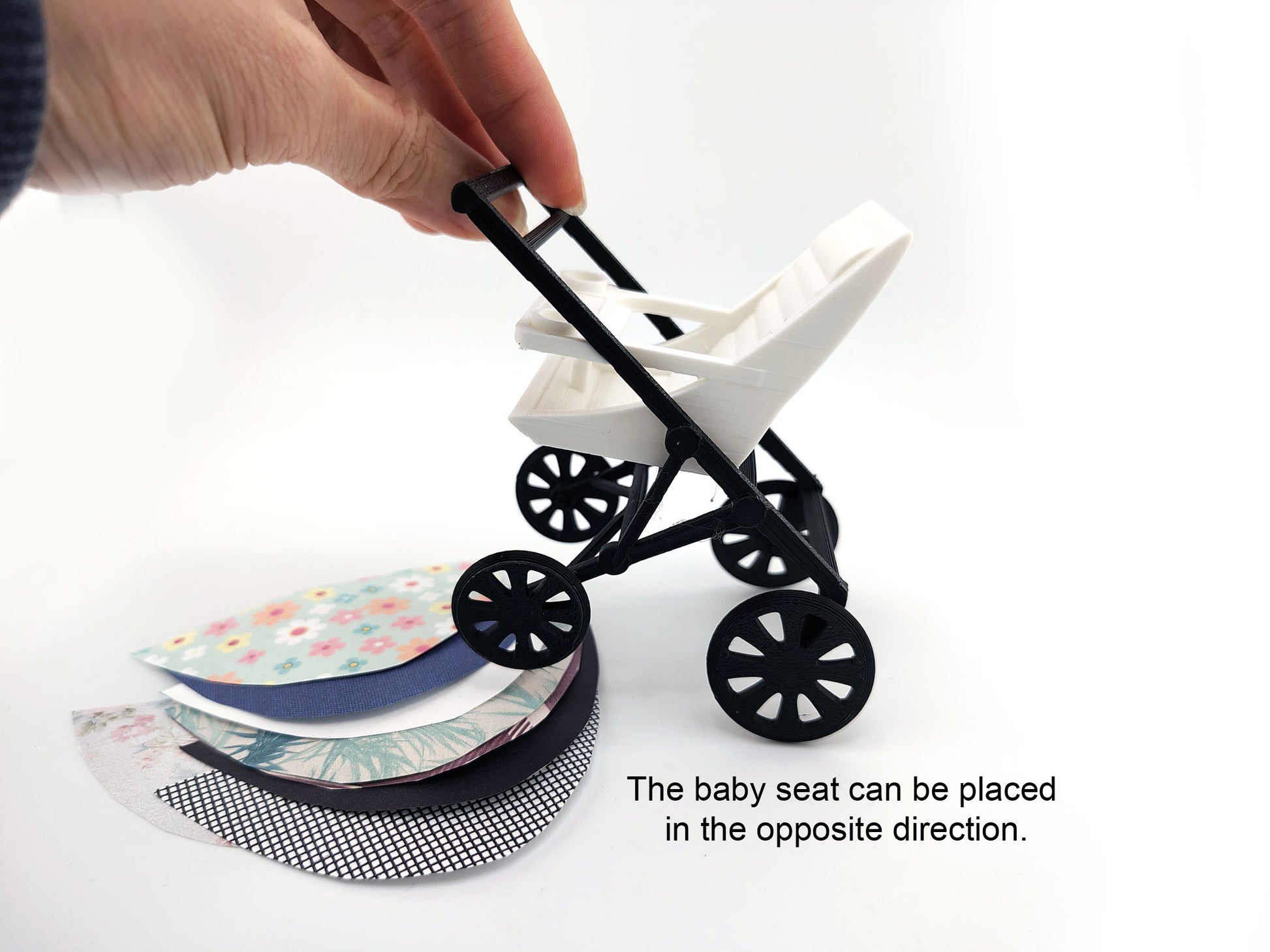 1:12 Baby High Stroller (wheel movable) STL8 styles — Miniature Baby Furniture for Dollhouse Nurseries (3D Print File, Instant Download)