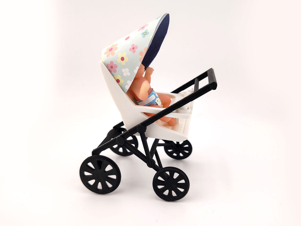 1:12 Baby High Stroller (wheel movable) STL8 styles — Miniature Baby Furniture for Dollhouse Nurseries (3D Print File, Instant Download)
