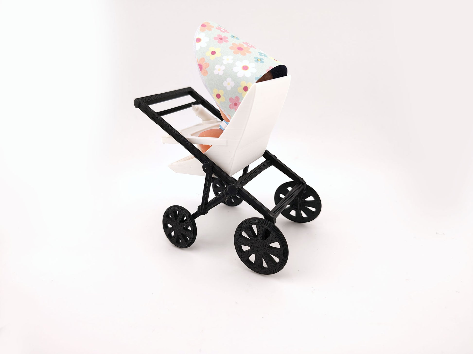 1:12 Baby High Stroller (wheel movable) STL8 styles — Miniature Baby Furniture for Dollhouse Nurseries (3D Print File, Instant Download)