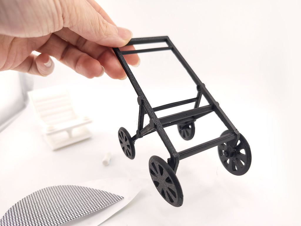1:12 Baby High Stroller (wheel movable) STL8 styles — Miniature Baby Furniture for Dollhouse Nurseries (3D Print File, Instant Download)