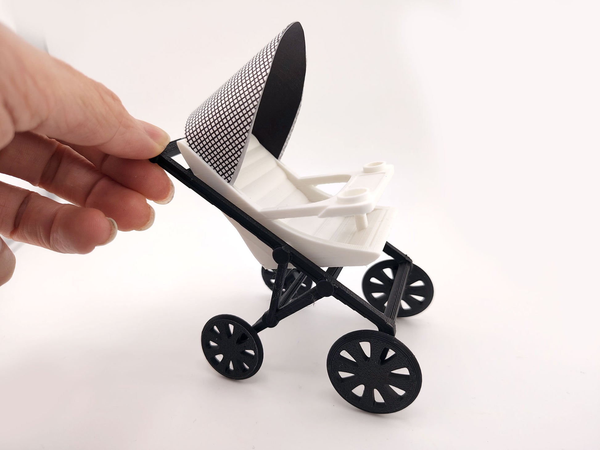 1:12 Baby High Stroller (wheel movable) STL8 styles — Miniature Baby Furniture for Dollhouse Nurseries (3D Print File, Instant Download)
