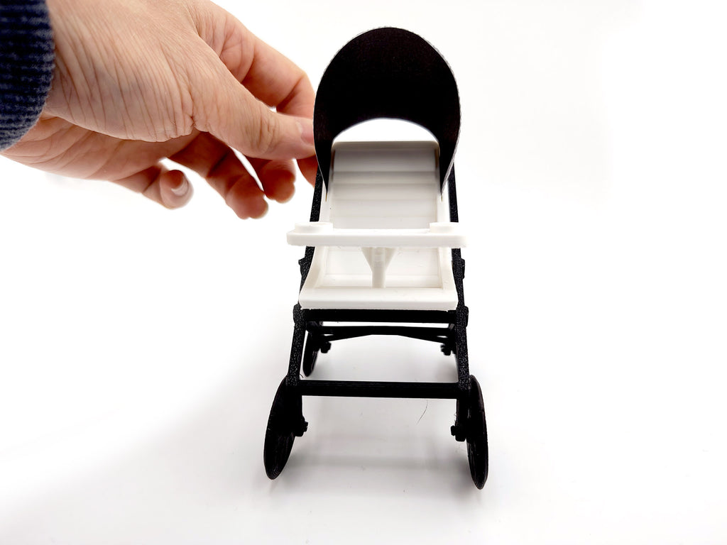 1:12 Baby High Stroller (wheel movable) STL8 styles — Miniature Baby Furniture for Dollhouse Nurseries (3D Print File, Instant Download)