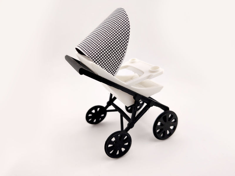 1:12 Baby High Stroller (wheel movable) STL8 styles — Miniature Baby Furniture for Dollhouse Nurseries (3D Print File, Instant Download)
