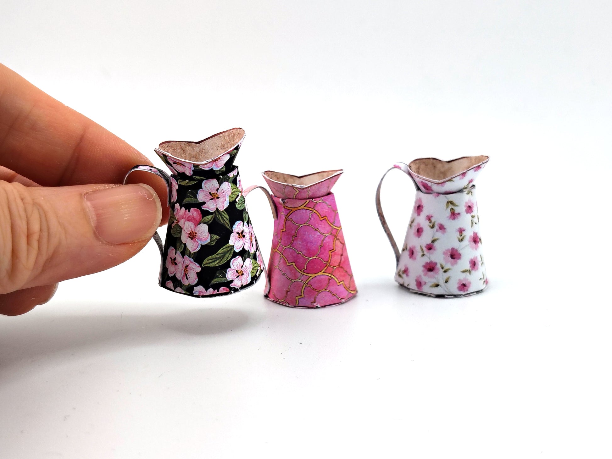Miniature Pitcher Set, Floral Pattern, 1:12 Scale (Digital Download)