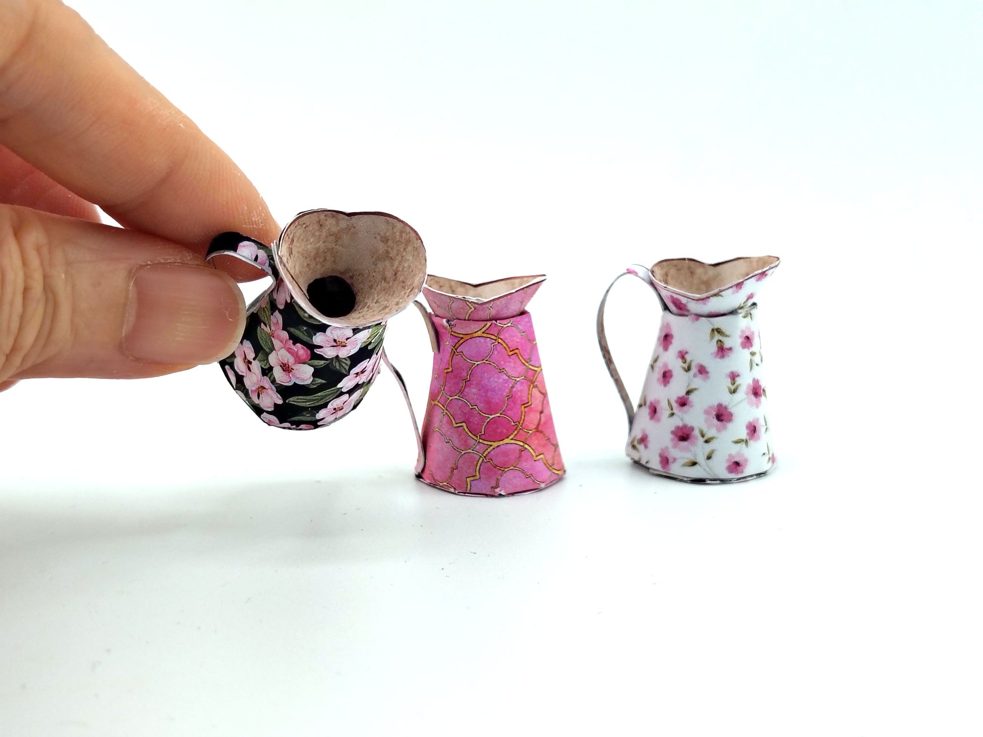 Miniature Pitcher Set, Floral Pattern, 1:12 Scale (Digital Download)