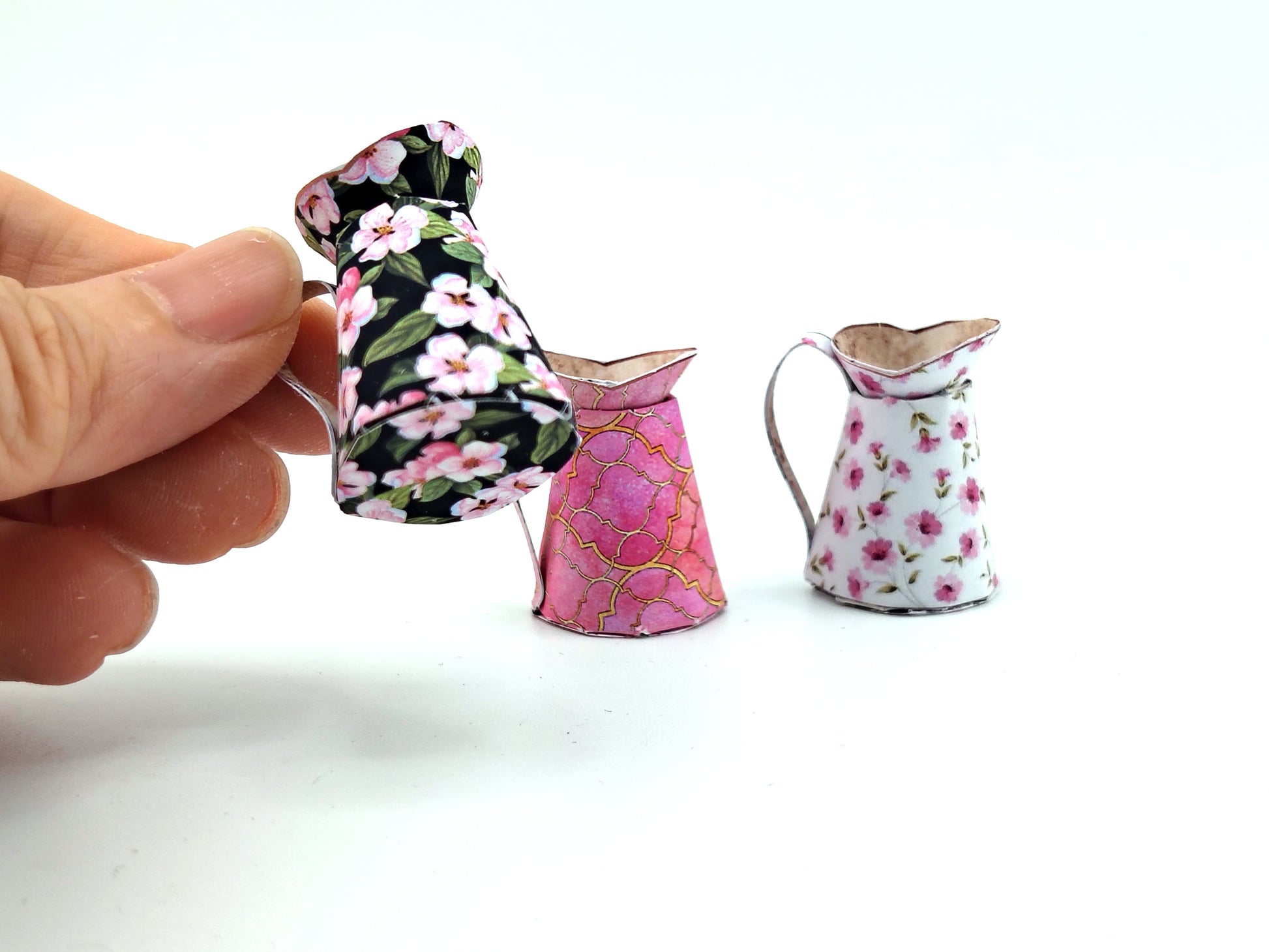 Miniature Pitcher Set, Floral Pattern, 1:12 Scale (Digital Download)